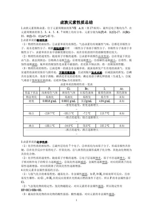 高中化学卤族元素专题复习(专题训练)