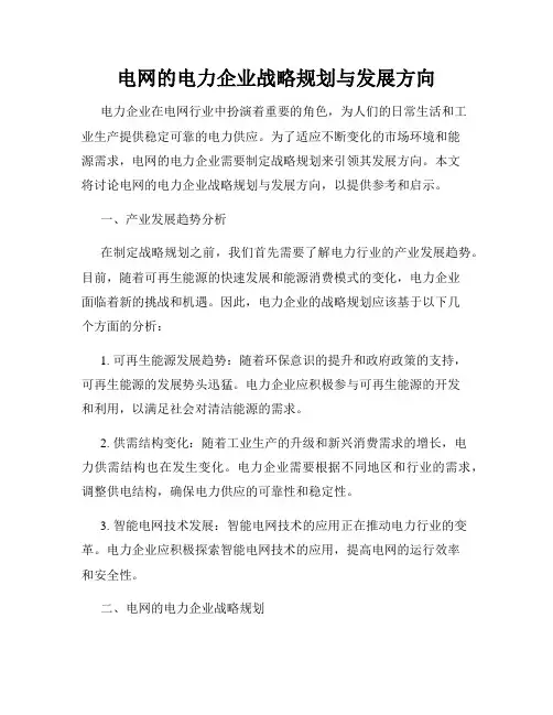 电网的电力企业战略规划与发展方向