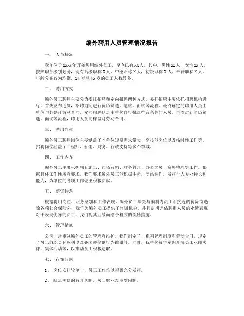 编外聘用人员管理情况报告