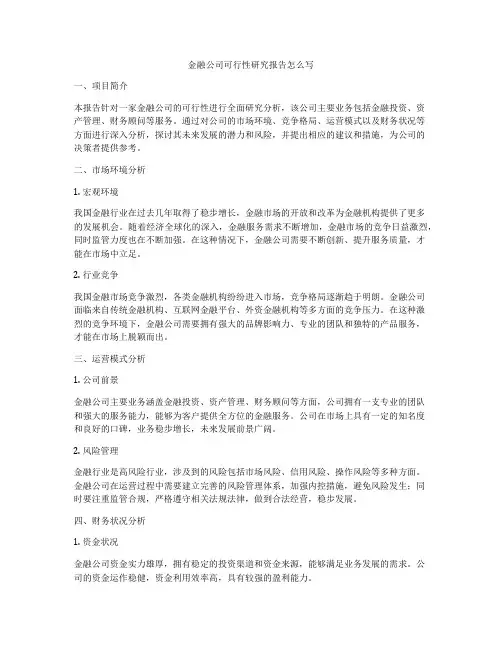 金融公司可行性研究报告怎么写