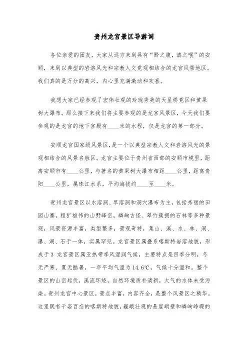 贵州龙宫景区导游词(六篇)