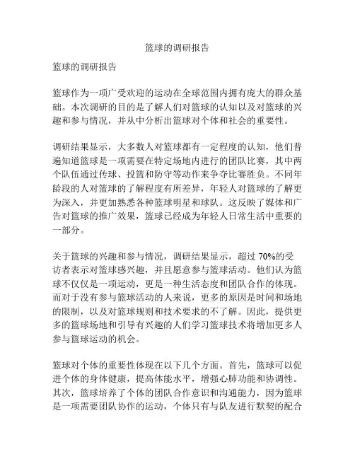 篮球的调研报告