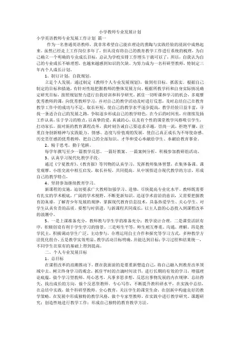 小学教师专业发展计划