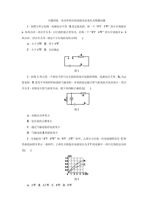 人教版九年级物理全册第十八章 专题训练  电功率相关的电路动态变化及图像问题