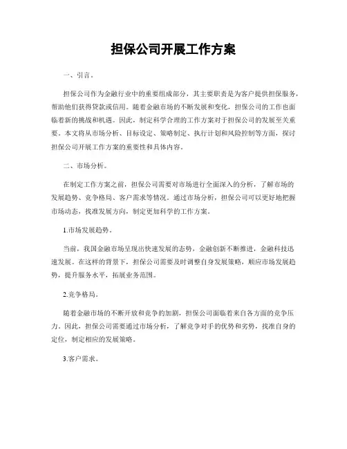 担保公司开展工作方案
