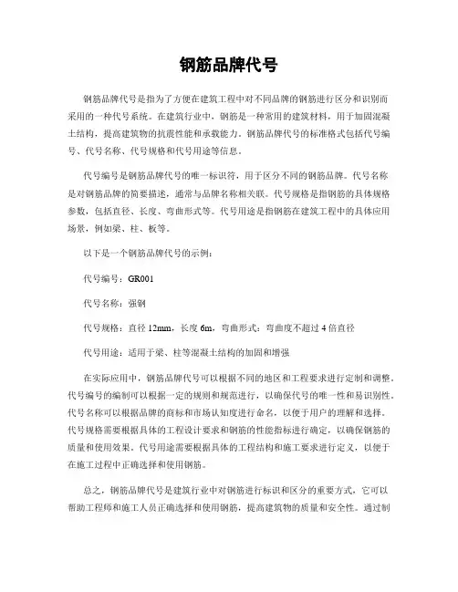 钢筋品牌代号