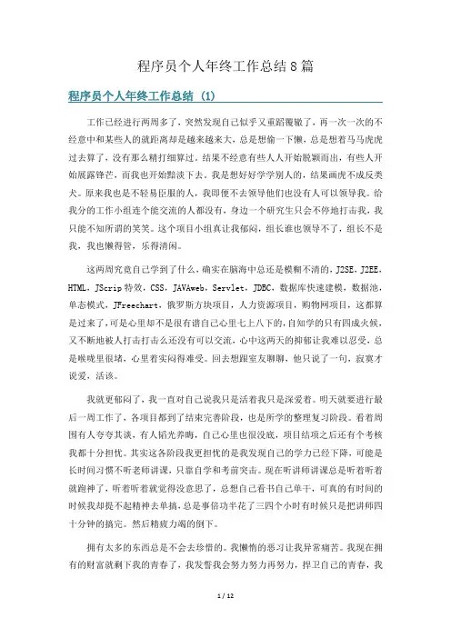 程序员个人年终工作总结8篇