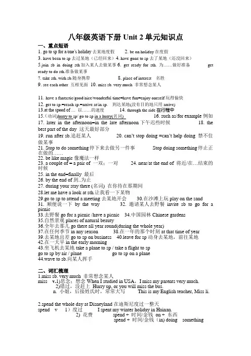 八年级英语下册Unit2 单元知识点