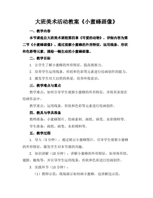 大班美术活动教案《小蜜蜂画像》