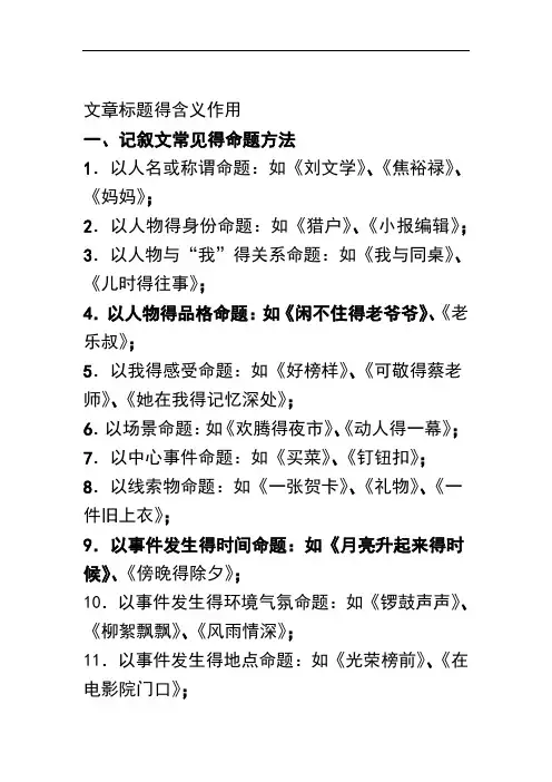 文章标题的含义作用