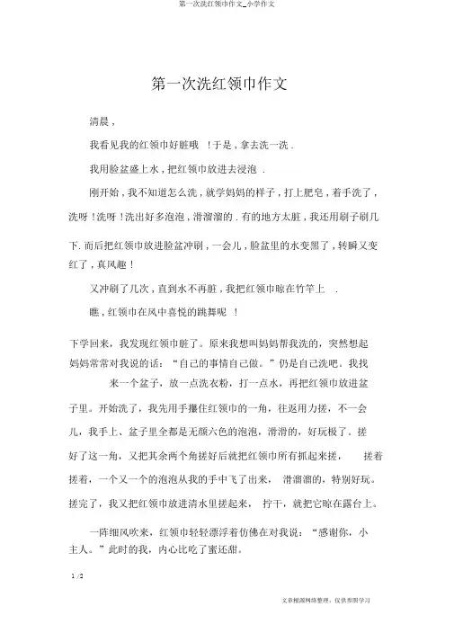第一次洗红领巾作文_小学作文