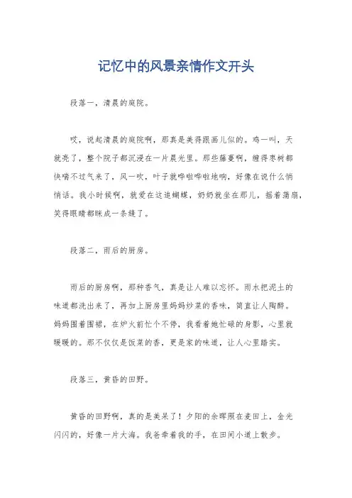 记忆中的风景亲情作文开头