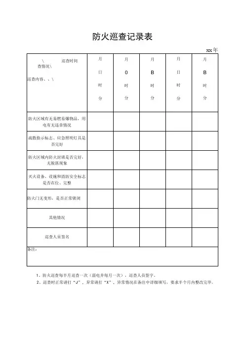 防火巡查记录表