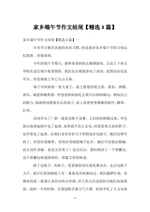 家乡端午节作文结尾【3篇】