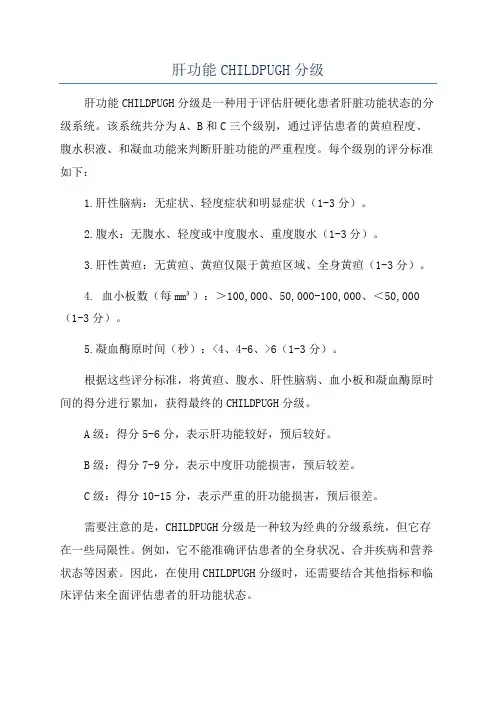 肝功能CHILDPUGH分级