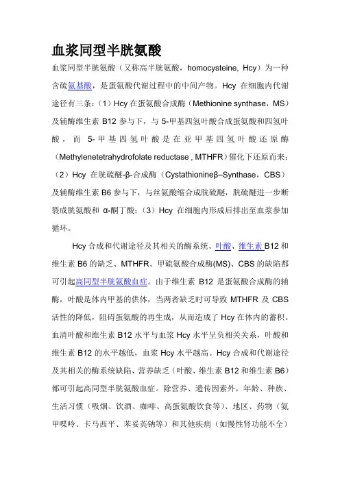 血浆同型半胱氨酸