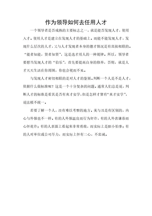 作为领导如何去任用人才