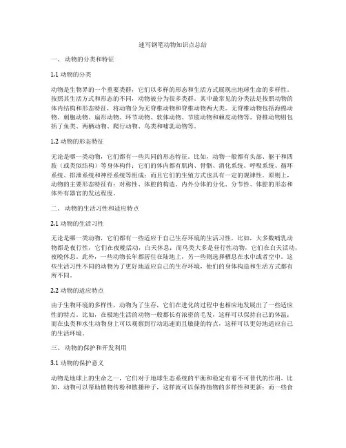 速写钢笔动物知识点总结