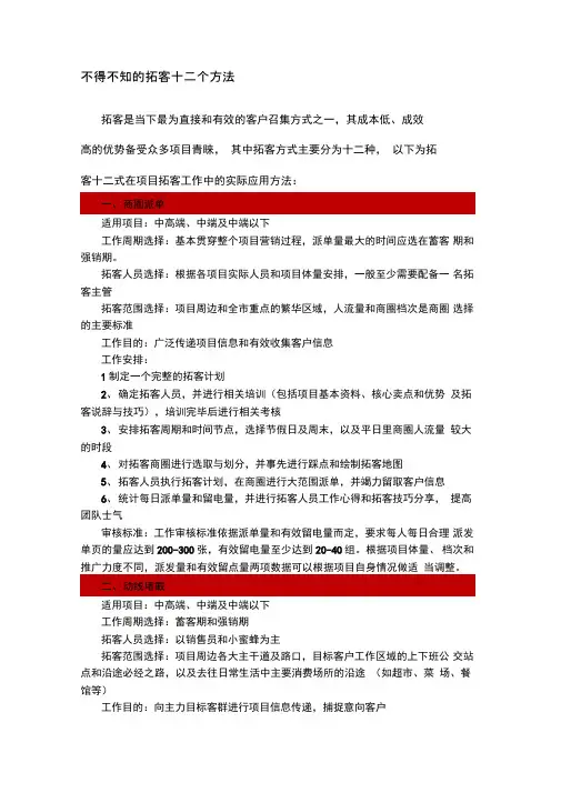 地产拓客拓客十二式方法