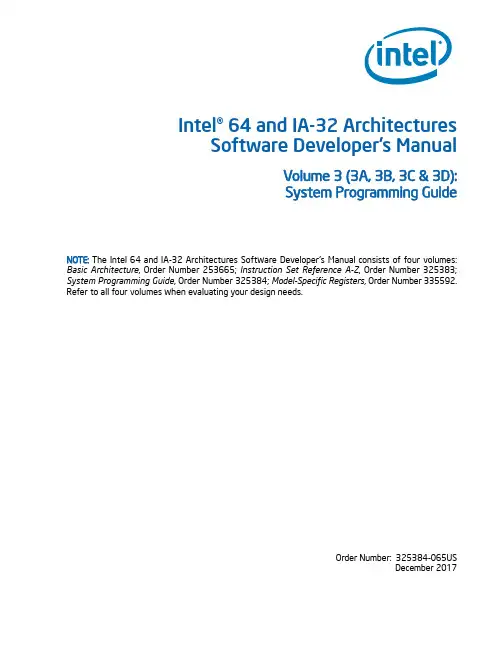 Intel 64和IA-32架构软件开发人员手册第三卷(3A,3B,3C和3D) 系统编程指南说明书