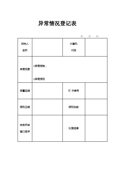 异常情况登记表