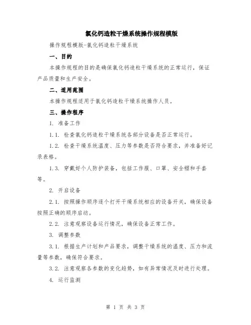 氯化钙造粒干燥系统操作规程模版