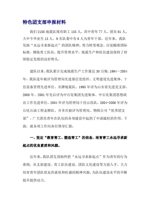 特色团支部申报材料