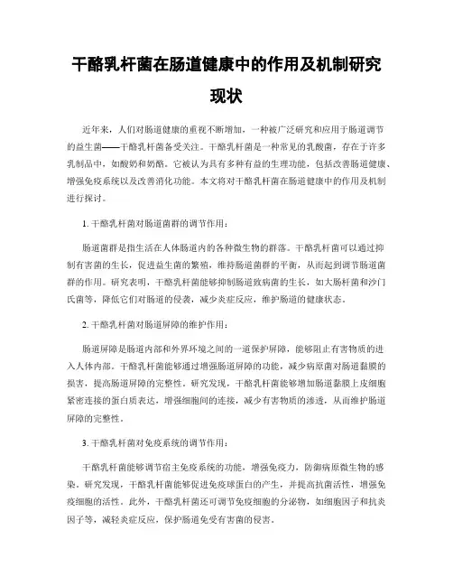 干酪乳杆菌在肠道健康中的作用及机制研究现状