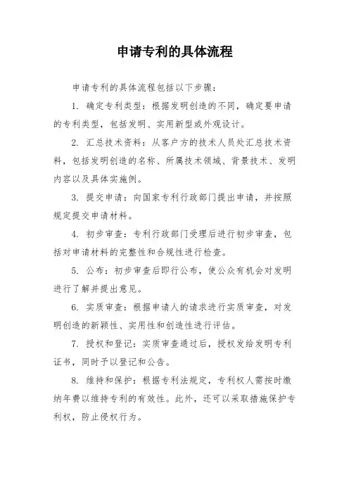 申请专利的具体流程