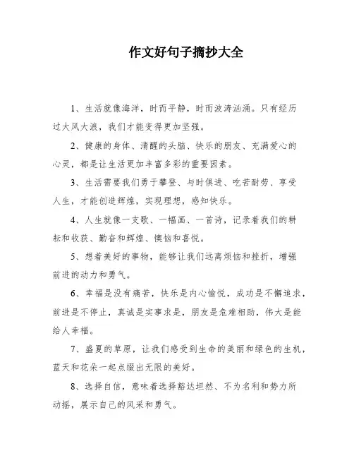 作文好句子摘抄大全