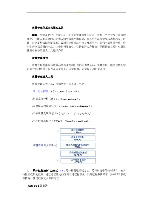 质量管理体系五大核心工具