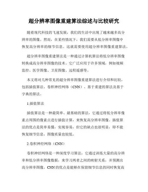 超分辨率图像重建算法综述与比较研究