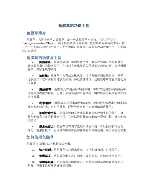 鱼腥草的功能主治