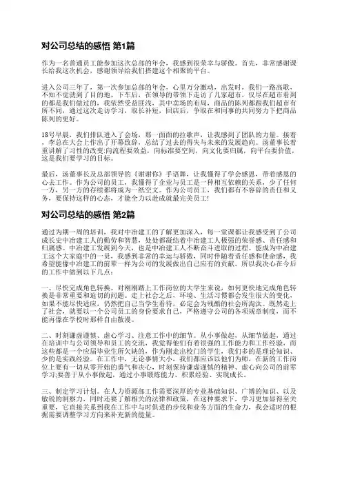 对公司总结的感悟(6篇)