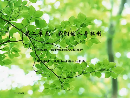 八年级政治 第二单元 第四课 维护我们的人格尊严(第2课时 肖像和姓名中的权利)