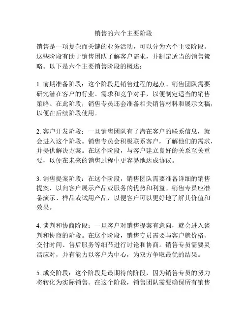 销售的六个主要阶段