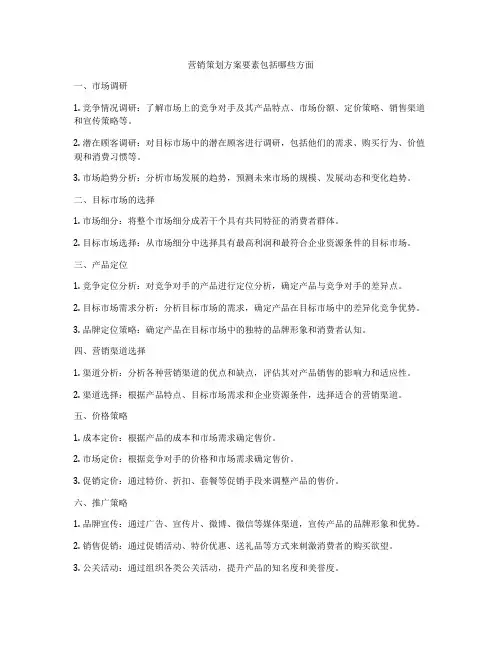 营销策划方案要素包括哪些方面
