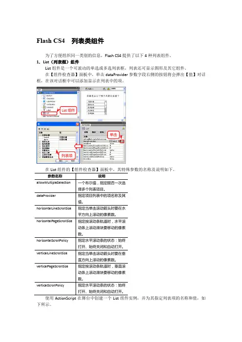 Flash CS4  列表类组件