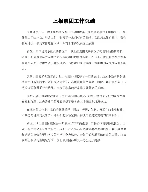 上报集团工作总结