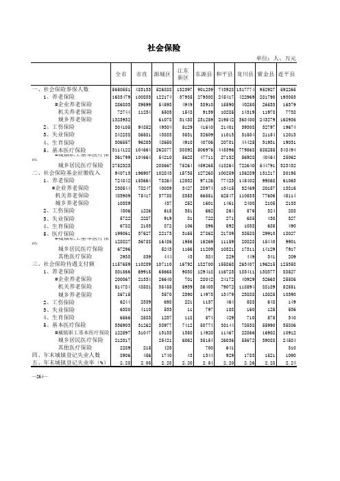 河源市年鉴2020社会经济发展指标：社会保险