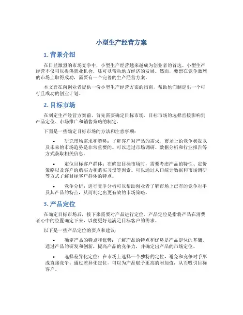 小型生产经营方案