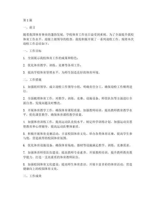 体育迎检工作总结范文(3篇)