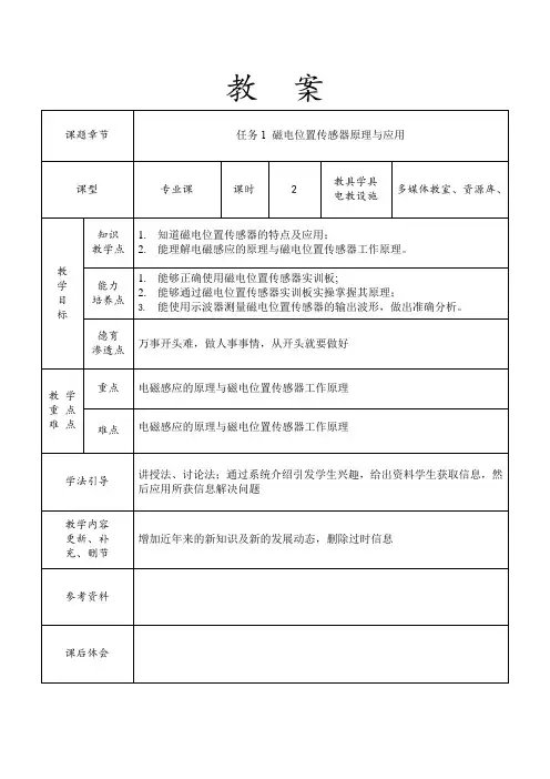 磁电位置传感器原理与应用