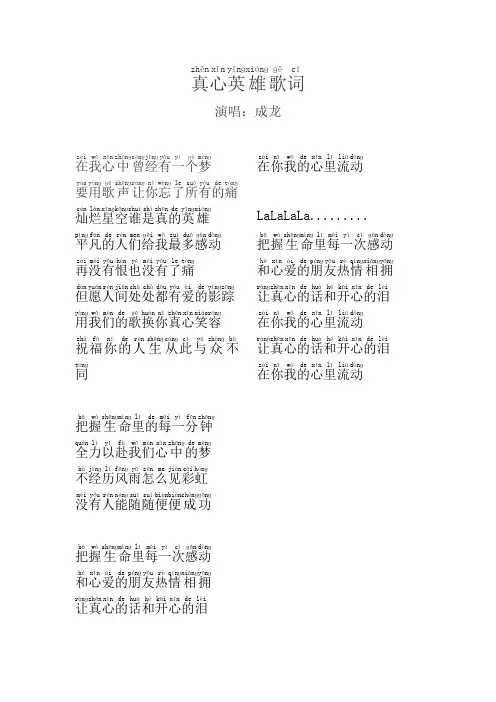 《真心英雄》歌词