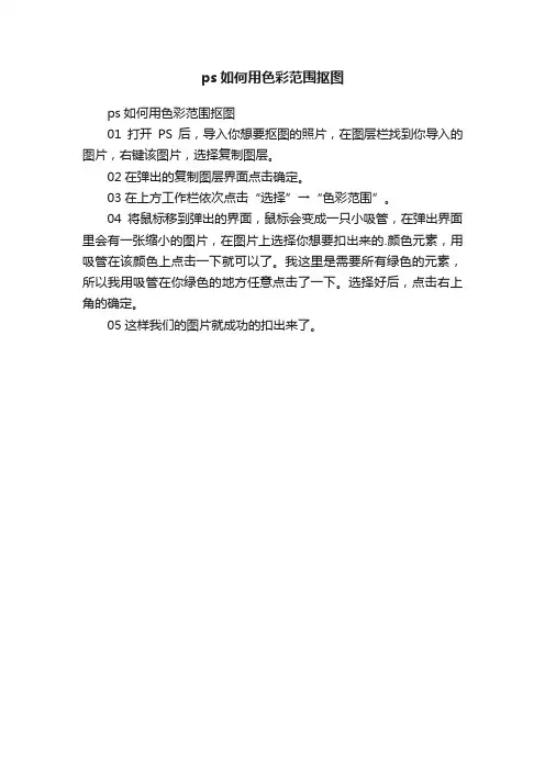 ps如何用色彩范围抠图