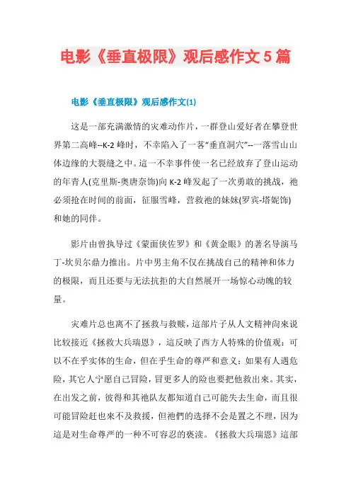 电影《垂直极限》观后感作文5篇