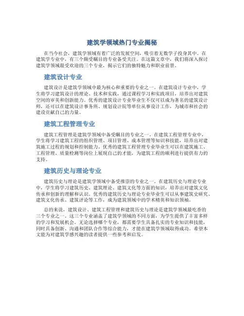 建筑学最吃香的三个专业