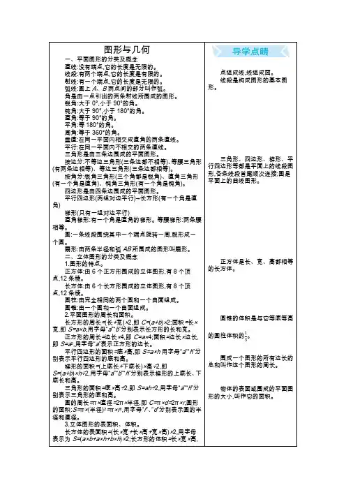 北师大版六下数学《总复习.图形与几何》