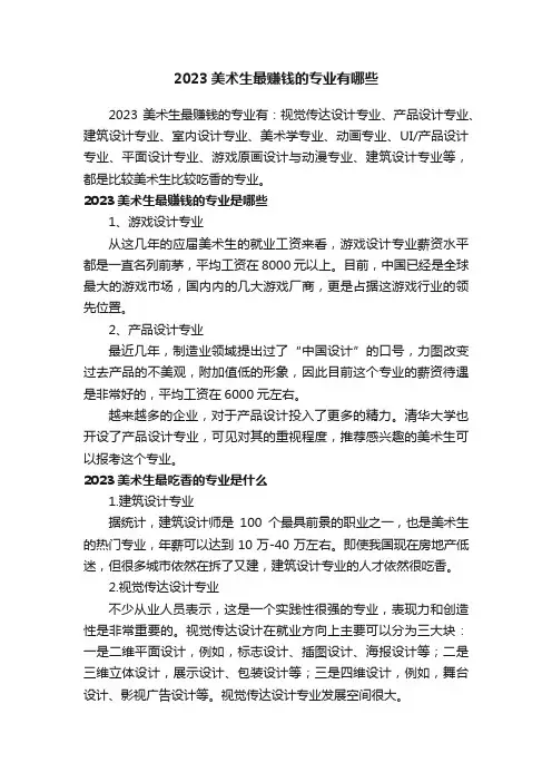 2023美术生最赚钱的专业有哪些