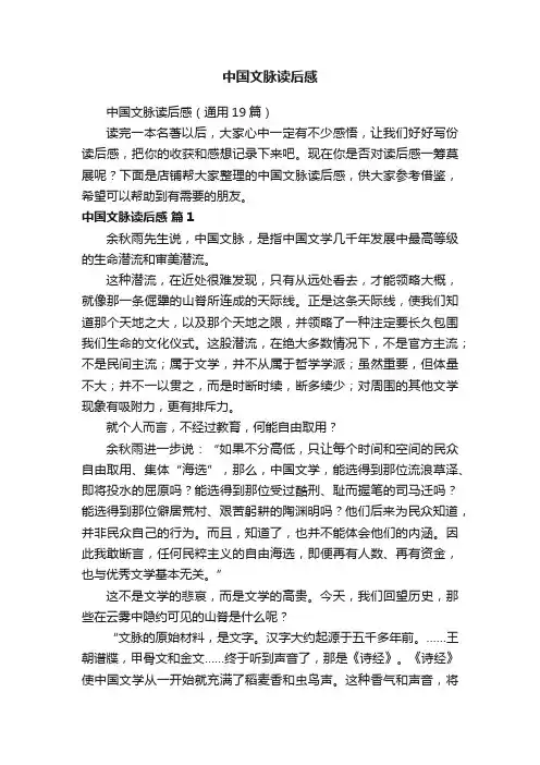 中国文脉读后感